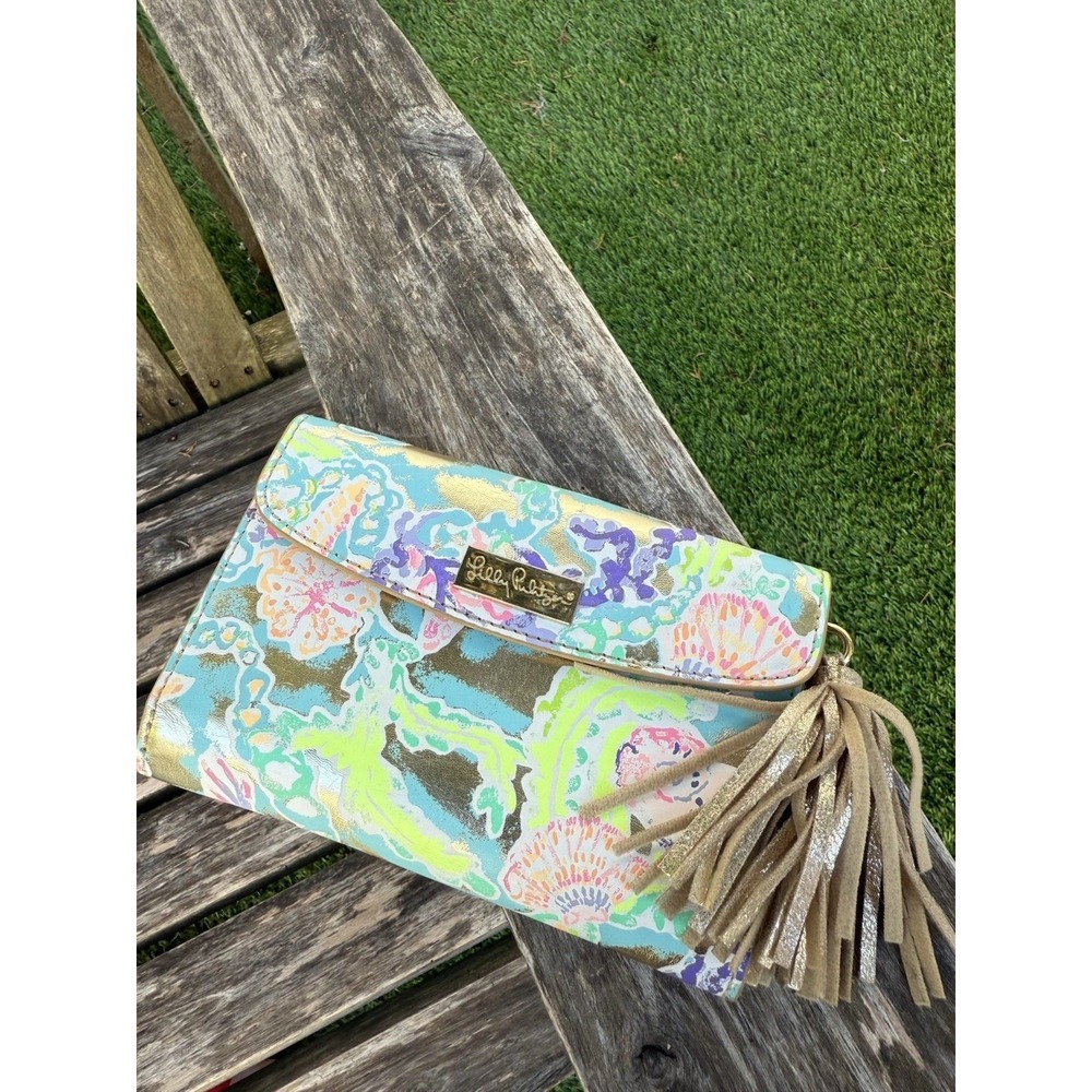 Lilly Pulitzer Bahama Tassel Clutch Wallet Card Phone Holder S